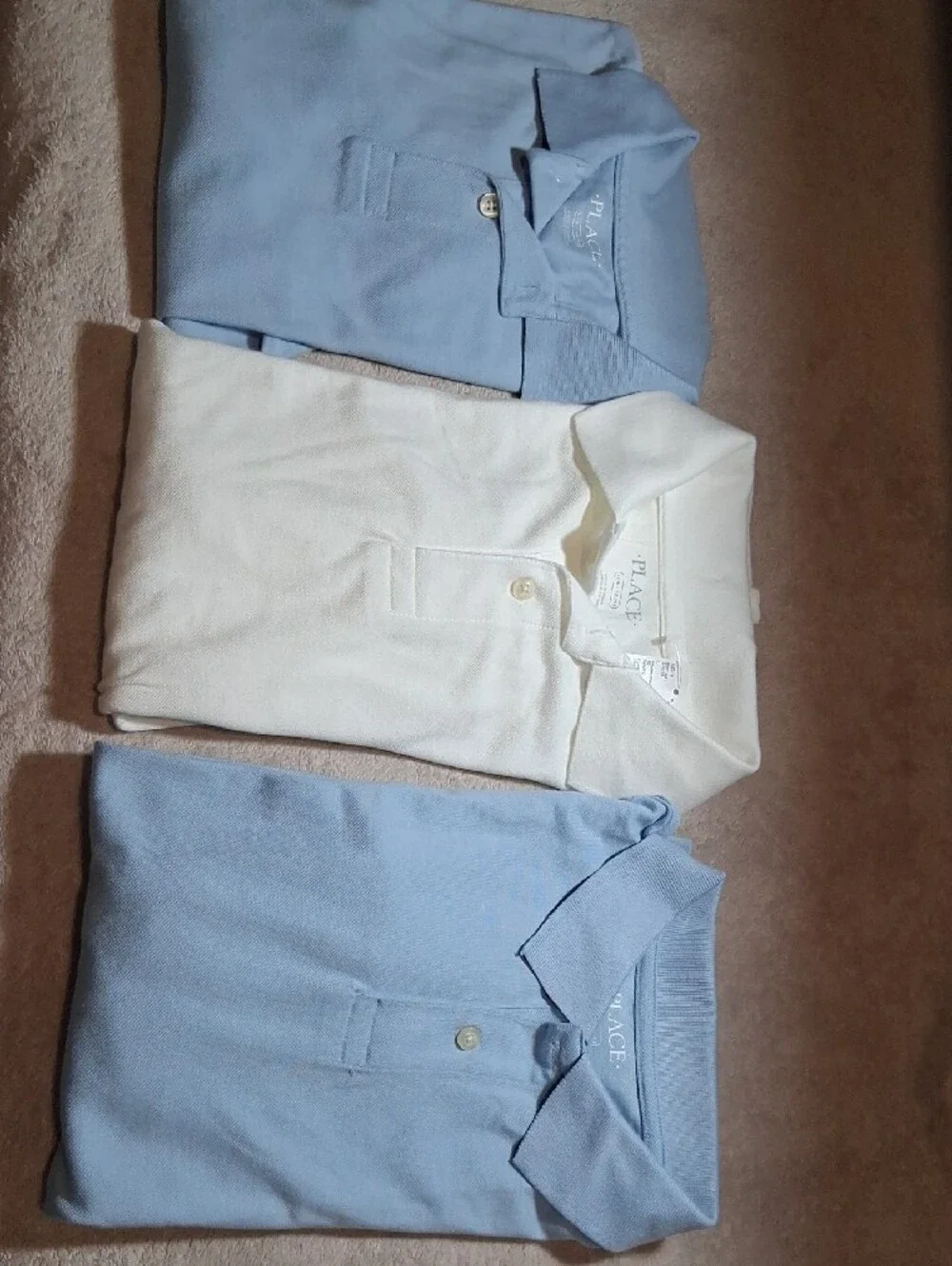 The Children's Place Long-Sleeve Polo Tops - White & Light Blue